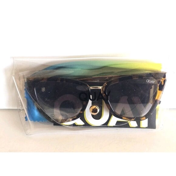 Quay Australia Reina Mini Cat Eye Sunglasses Tortoise Shell Mirrored Womens - Picture 3 of 8